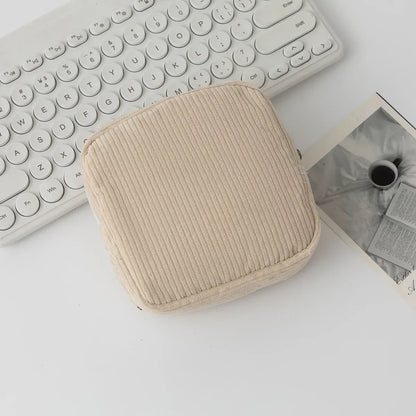 Fashion Makeup Lipstick Sanitary Napkins Case Mini Cosmetic Storage Pouch Women Corduroy Ins Travel Organizer Bags Small Pouch