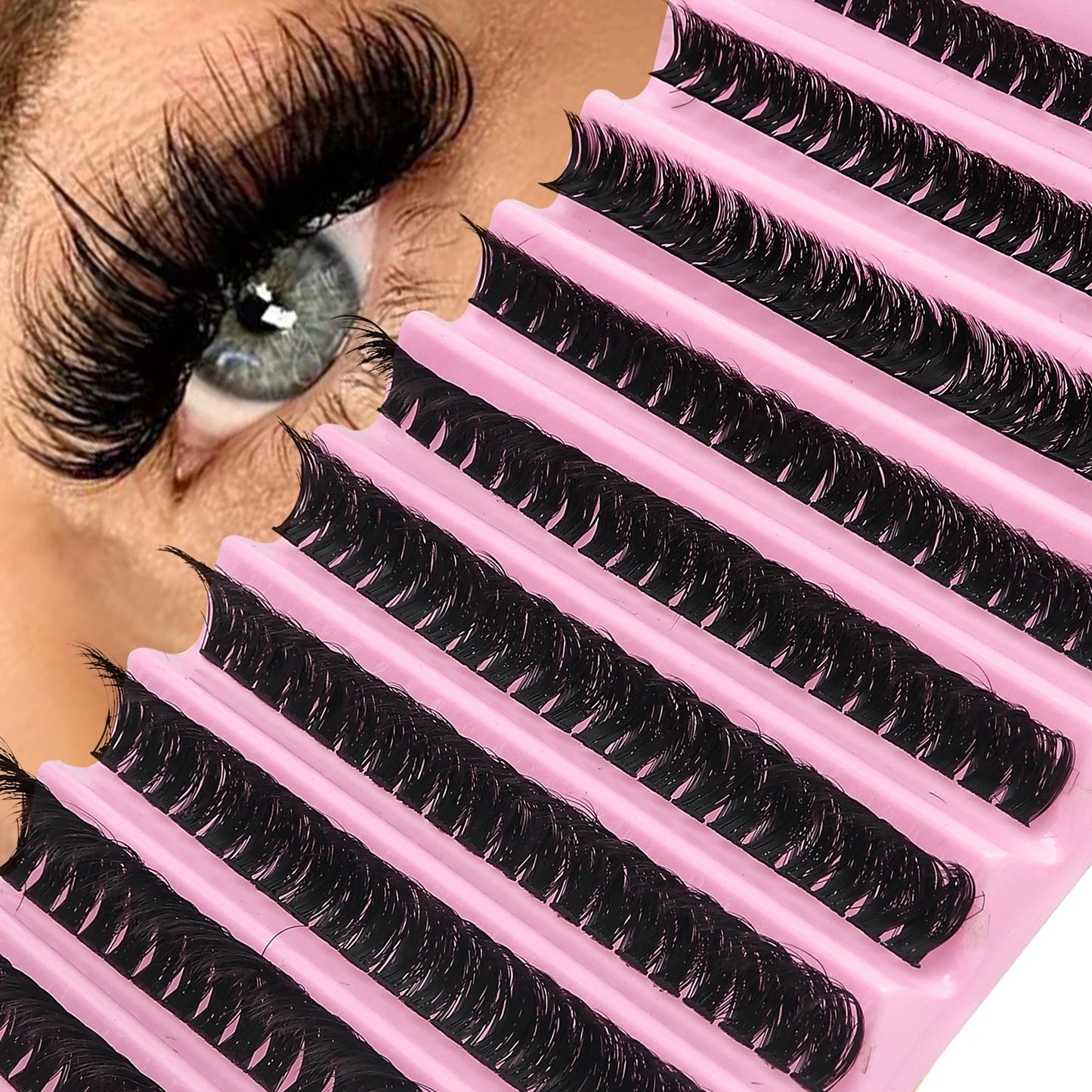 200 Τουφάκια Ρωσικές Λωρίδες 3D Ψεύτικες Βλεφαρίδες Mink, Πάχος 0.05mm, Καμπυλότητα D, Μικτά Μήκη 8-16mm, Φυσικό & Anime Στυλ, Επαναχρησιμοποιούμενες