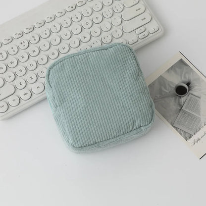 Fashion Makeup Lipstick Sanitary Napkins Case Mini Cosmetic Storage Pouch Women Corduroy Ins Travel Organizer Bags Small Pouch