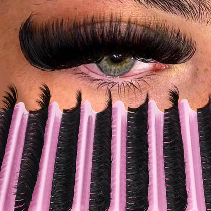 200 Τουφάκια Ρωσικές Λωρίδες 3D Ψεύτικες Βλεφαρίδες Mink, Πάχος 0.05mm, Καμπυλότητα D, Μικτά Μήκη 8-16mm, Φυσικό & Anime Στυλ, Επαναχρησιμοποιούμενες