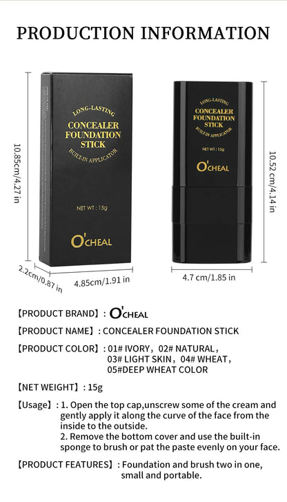 Στικ Foundation 'Γόμας' (Eraser) Υδατικής Ενυδάτωσης, Ελαφρύ Concealer, Foundation Κάλυψης Ουλών Ακμής, Μαύρων Κύκλων Κάτω από τα Μάτια, Μακιγιάζ Ομορφιάς Προσώπου