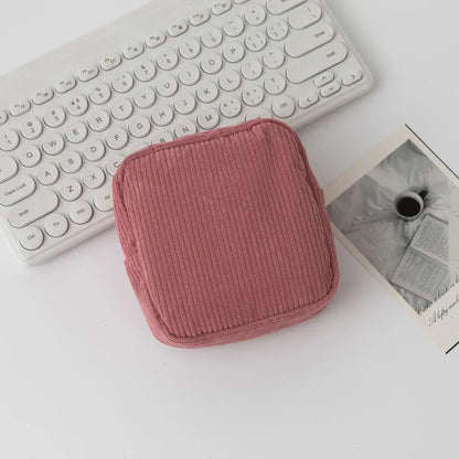 Fashion Makeup Lipstick Sanitary Napkins Case Mini Cosmetic Storage Pouch Women Corduroy Ins Travel Organizer Bags Small Pouch