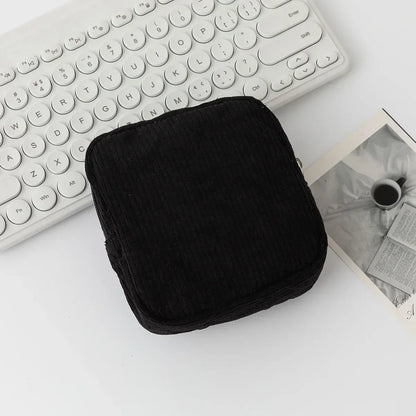 Fashion Makeup Lipstick Sanitary Napkins Case Mini Cosmetic Storage Pouch Women Corduroy Ins Travel Organizer Bags Small Pouch