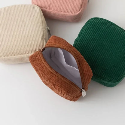 Fashion Makeup Lipstick Sanitary Napkins Case Mini Cosmetic Storage Pouch Women Corduroy Ins Travel Organizer Bags Small Pouch