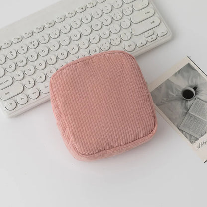 Fashion Makeup Lipstick Sanitary Napkins Case Mini Cosmetic Storage Pouch Women Corduroy Ins Travel Organizer Bags Small Pouch