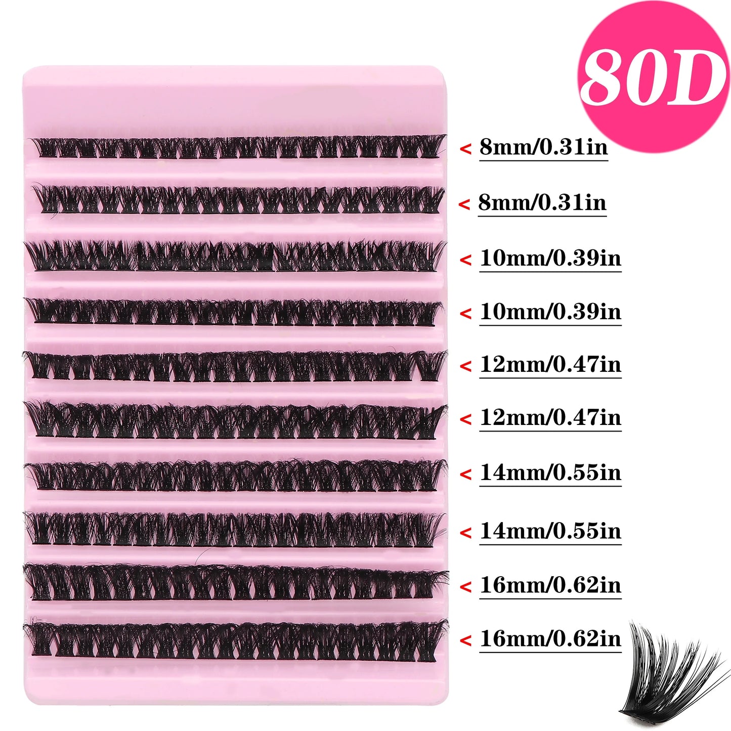 200 Τουφάκια Ρωσικές Λωρίδες 3D Ψεύτικες Βλεφαρίδες Mink, Πάχος 0.05mm, Καμπυλότητα D, Μικτά Μήκη 8-16mm, Φυσικό & Anime Στυλ, Επαναχρησιμοποιούμενες