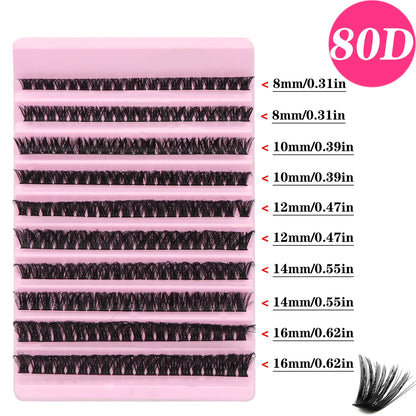200 Τουφάκια Ρωσικές Λωρίδες 3D Ψεύτικες Βλεφαρίδες Mink, Πάχος 0.05mm, Καμπυλότητα D, Μικτά Μήκη 8-16mm, Φυσικό & Anime Στυλ, Επαναχρησιμοποιούμενες